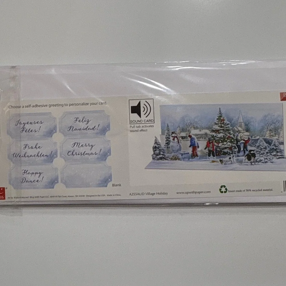 2 Vintage Holiday Pop-Up Christmas Cards Santa Sleigh Winter Decor‎